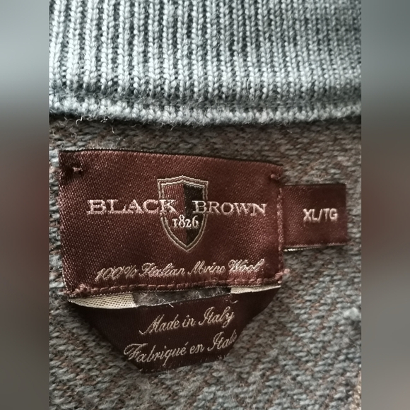 Black Brown 1826 Mens 100% Merino Wool Sleeveless  Sweater Vest - Picture 4 of 8